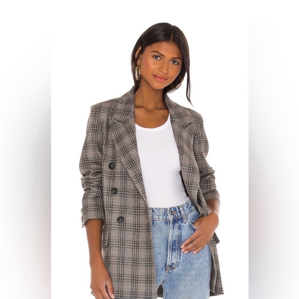 Free People Ashby Blazer in Grey Black combo